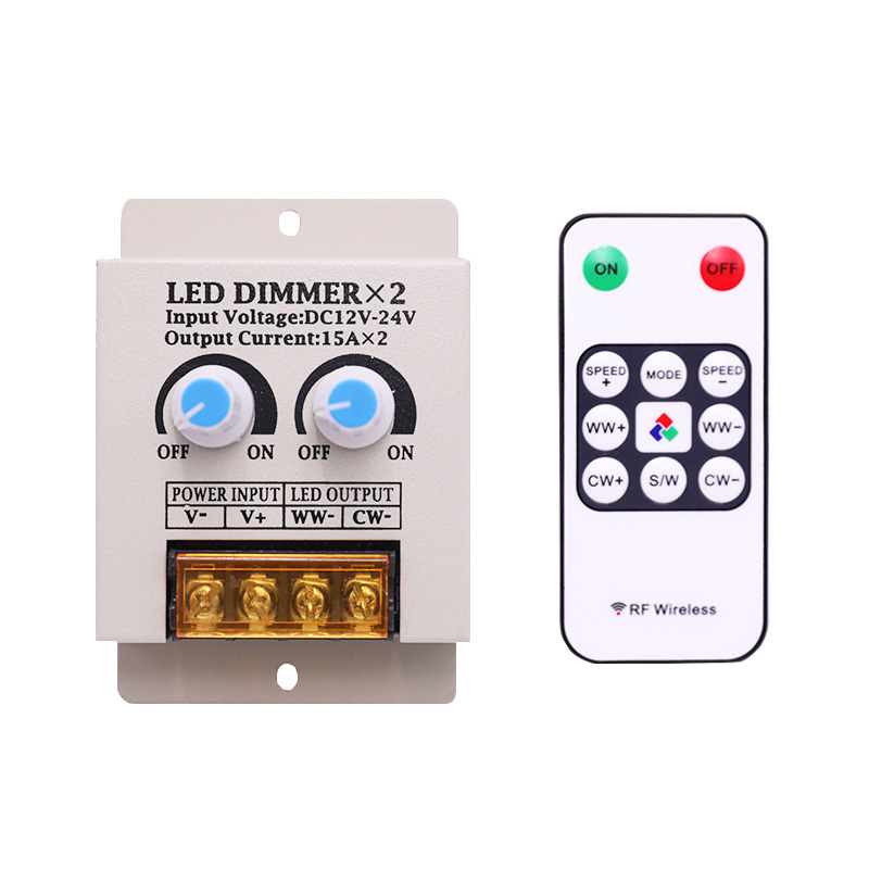 Rotary Switch Dimmer Set With RF Remote Control - For 3-Wire CCT LED Strip Lights